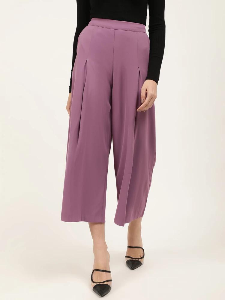 purple loose fit solid trouser