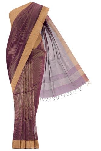 purple maheshwari silk cotton saree