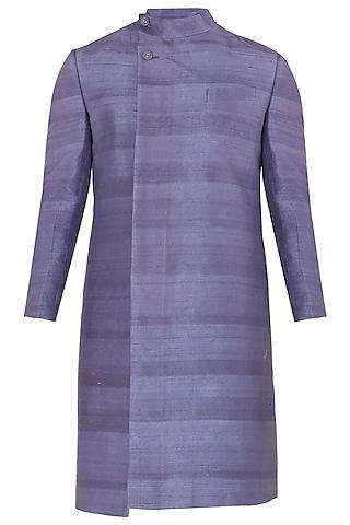 purple overlapping collar sherwani