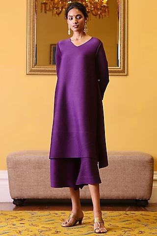 purple polyester kurta set