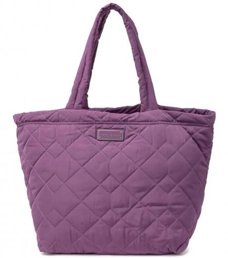 purple quilted large tote