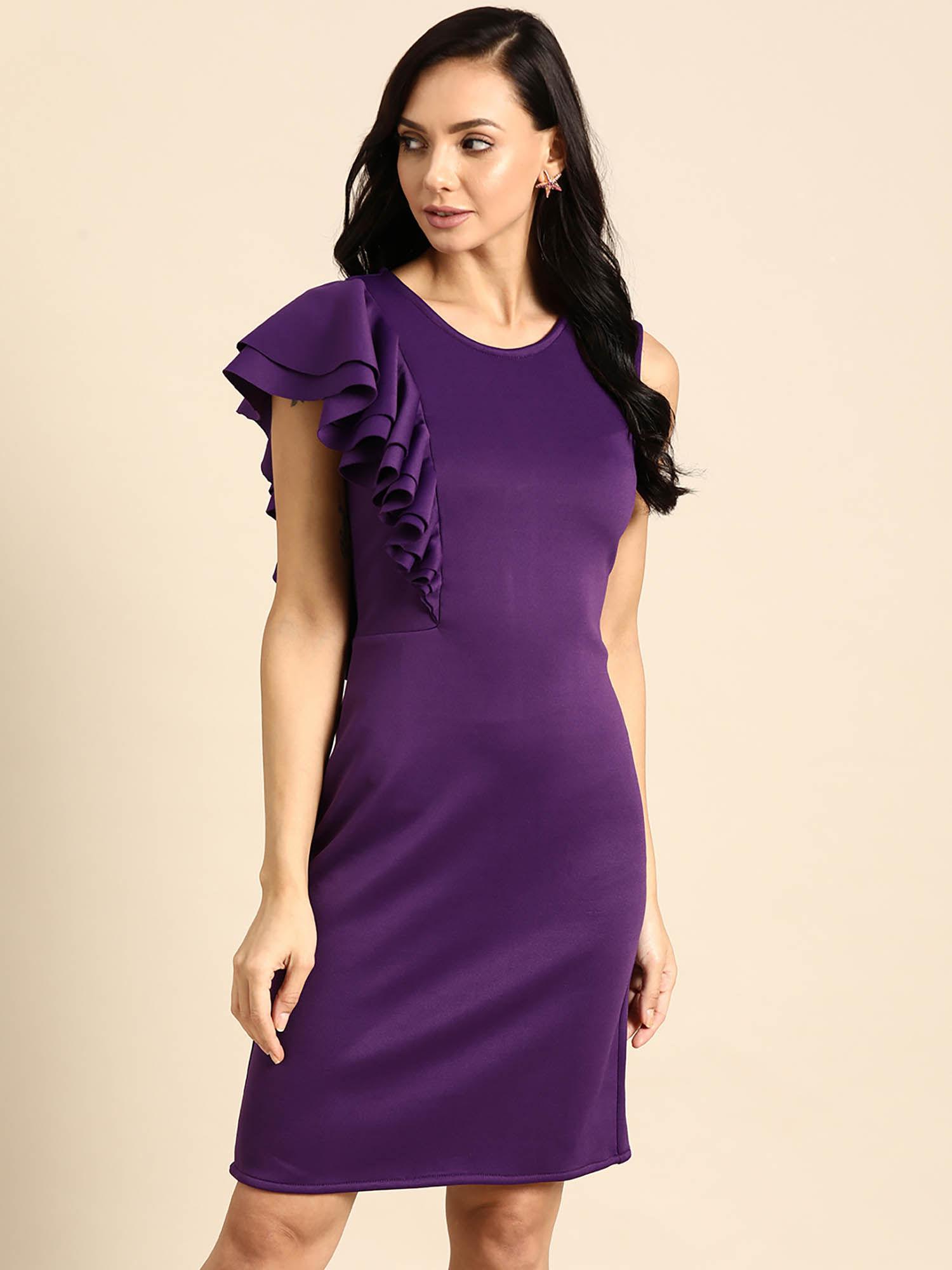 purple scuba sheath mini dress