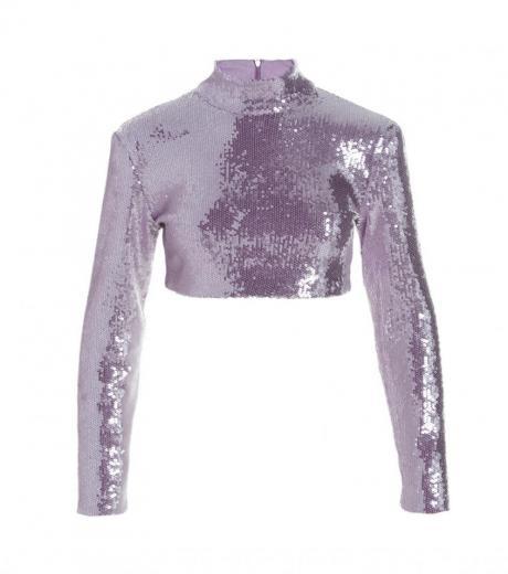 purple sequin cropped top