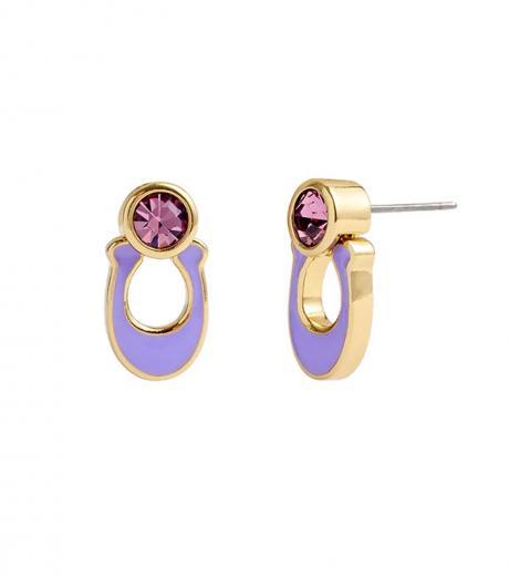 purple signature link logo drop earrings