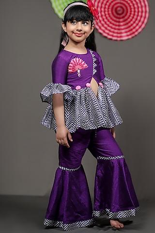 purple silk sharara set for girls