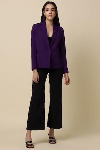purple solid formal women regular fit blazer