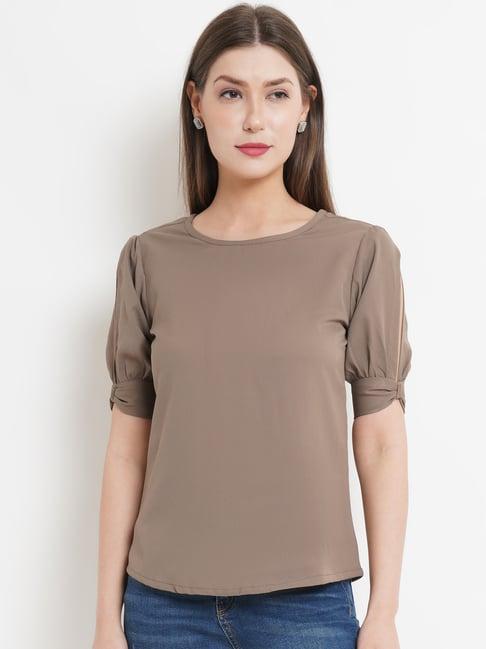purple state light brown relaxed fit top