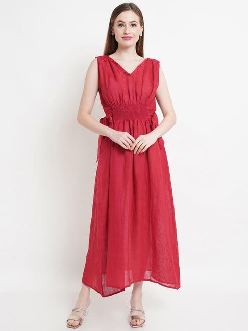 purple state red cotton regular fit maxi dress