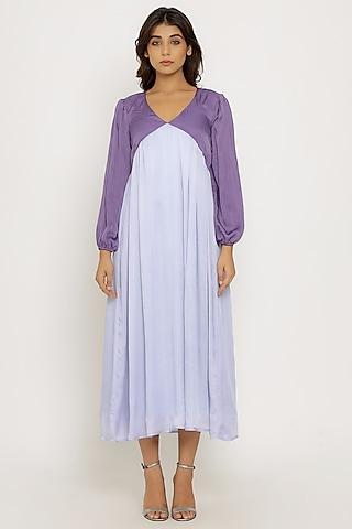 purple & lilac color blocked maxi dress