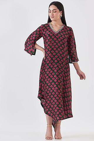 purple & pink upada silk hand painted tunic dress