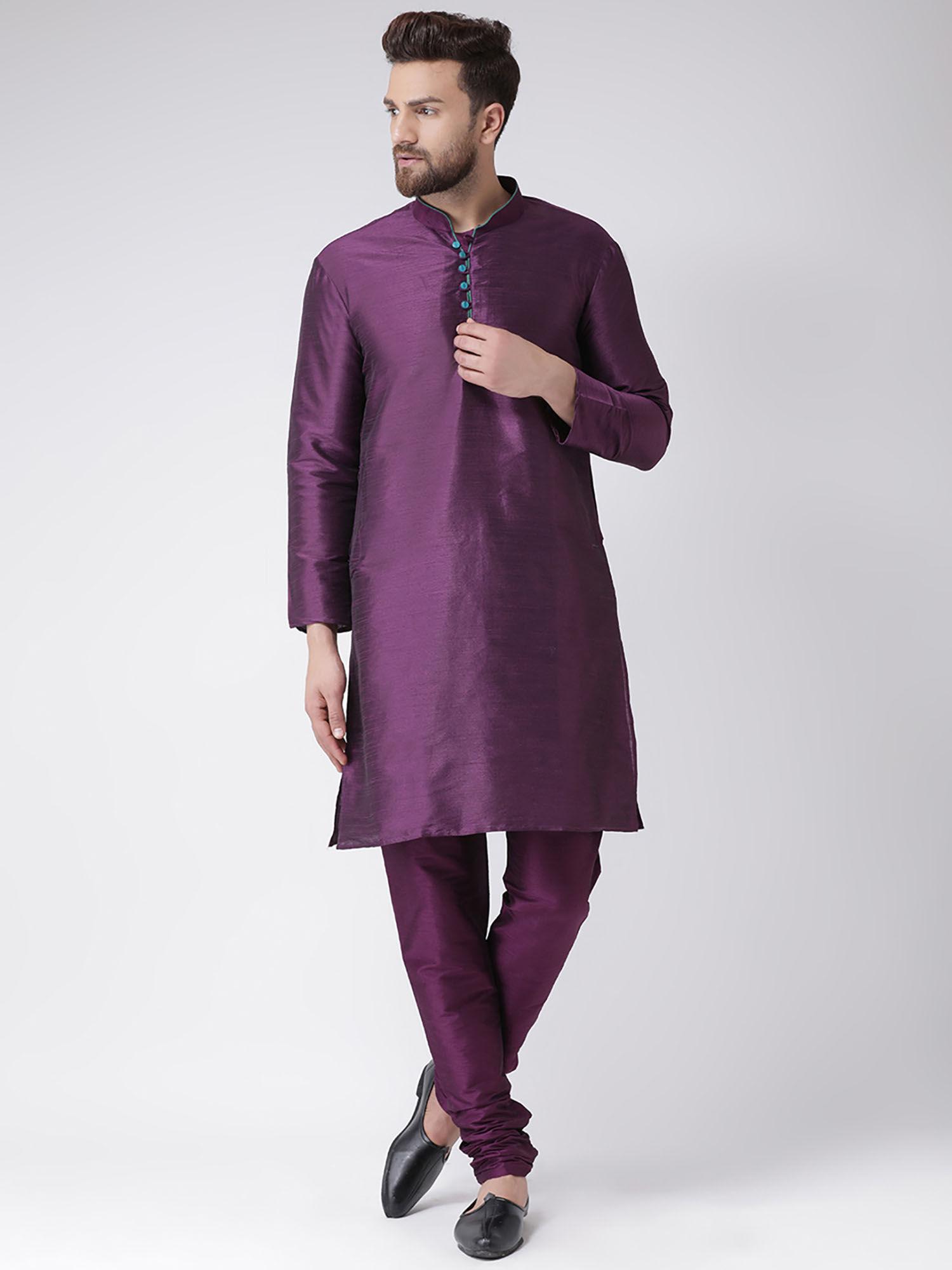 purple 2 pics silk kurta set