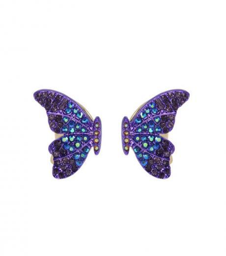 purple 3d butterfly studs earrings