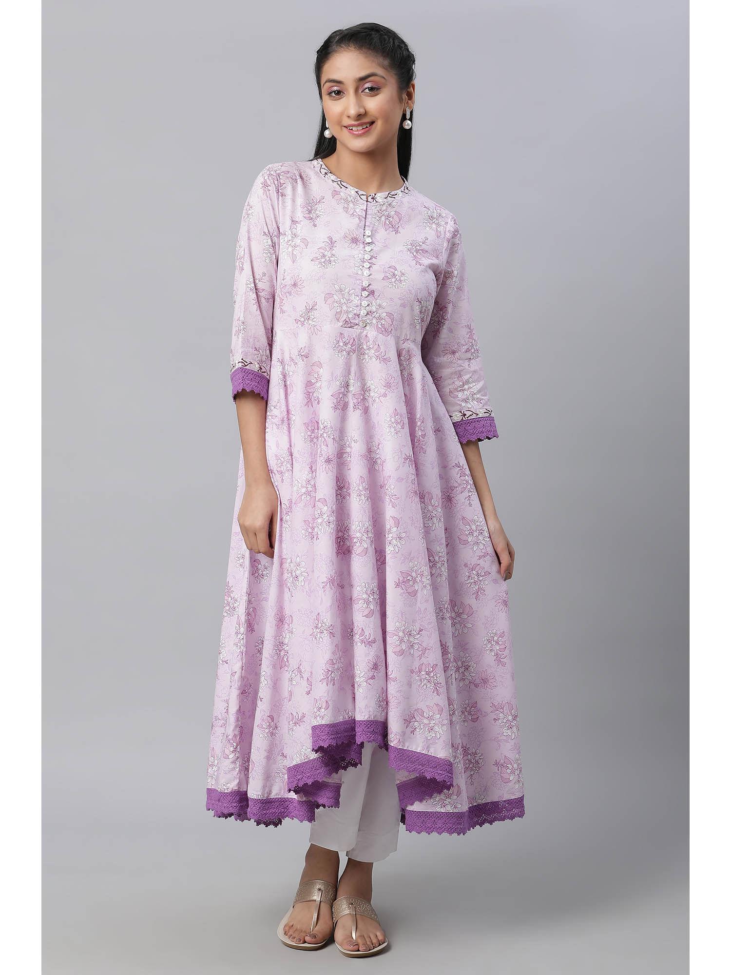 purple asymmetrical floral summer kurta