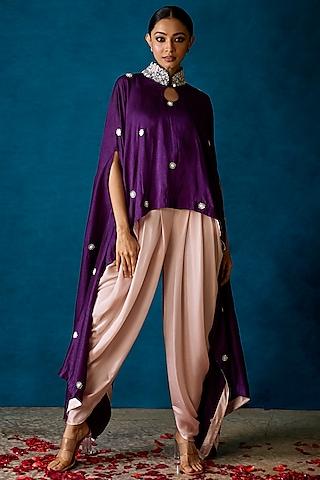 purple bemberg silk embroidered cape set