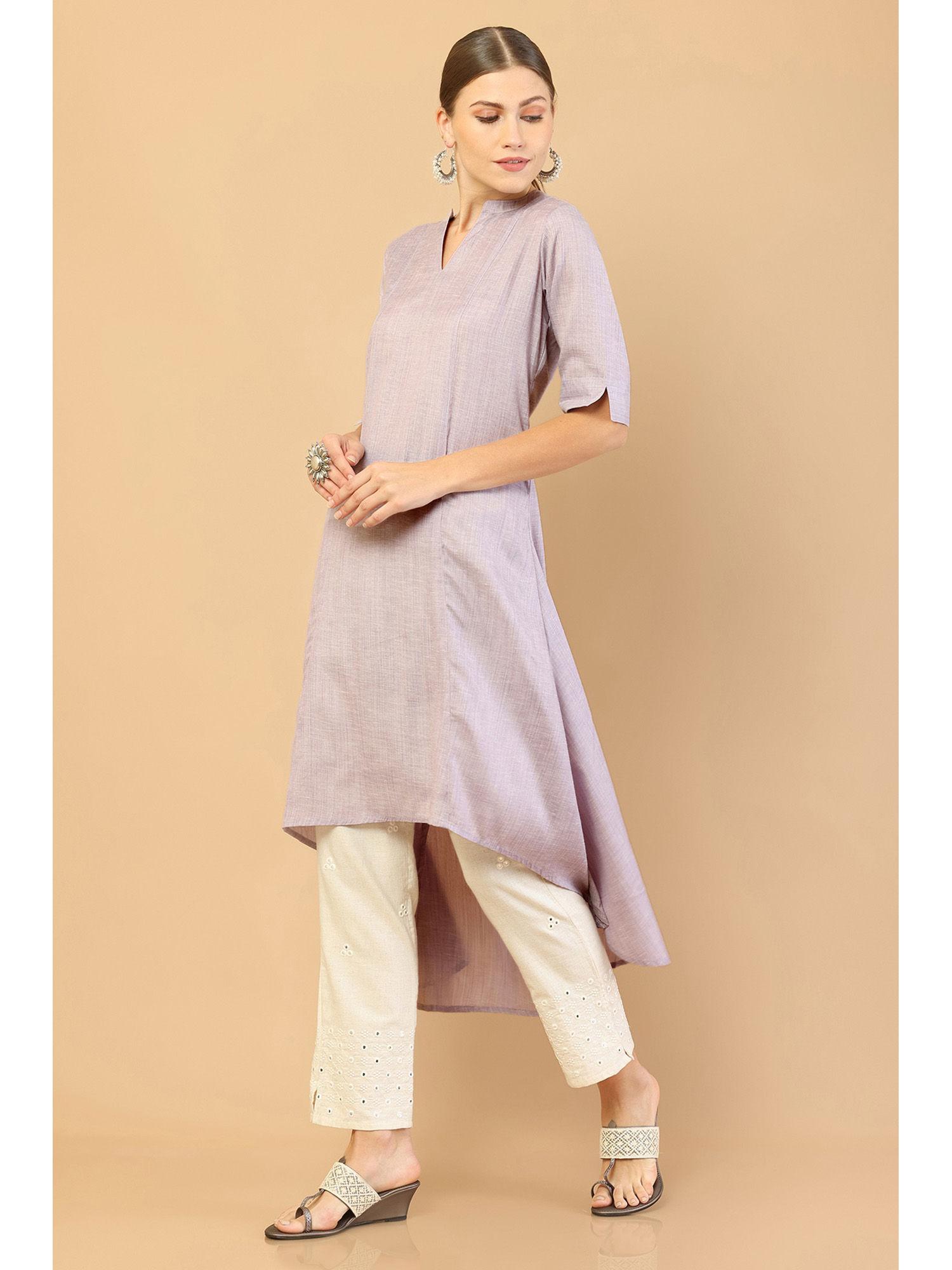 purple blue rayon high-low kurta