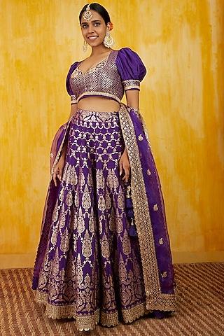 purple botta embroidered lehenga set