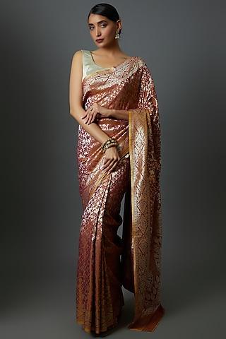 purple brocade embroidered banarasi saree