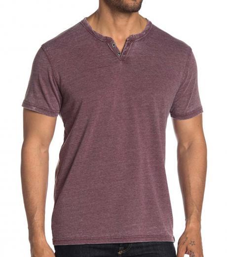 purple button notch neck t-shirt