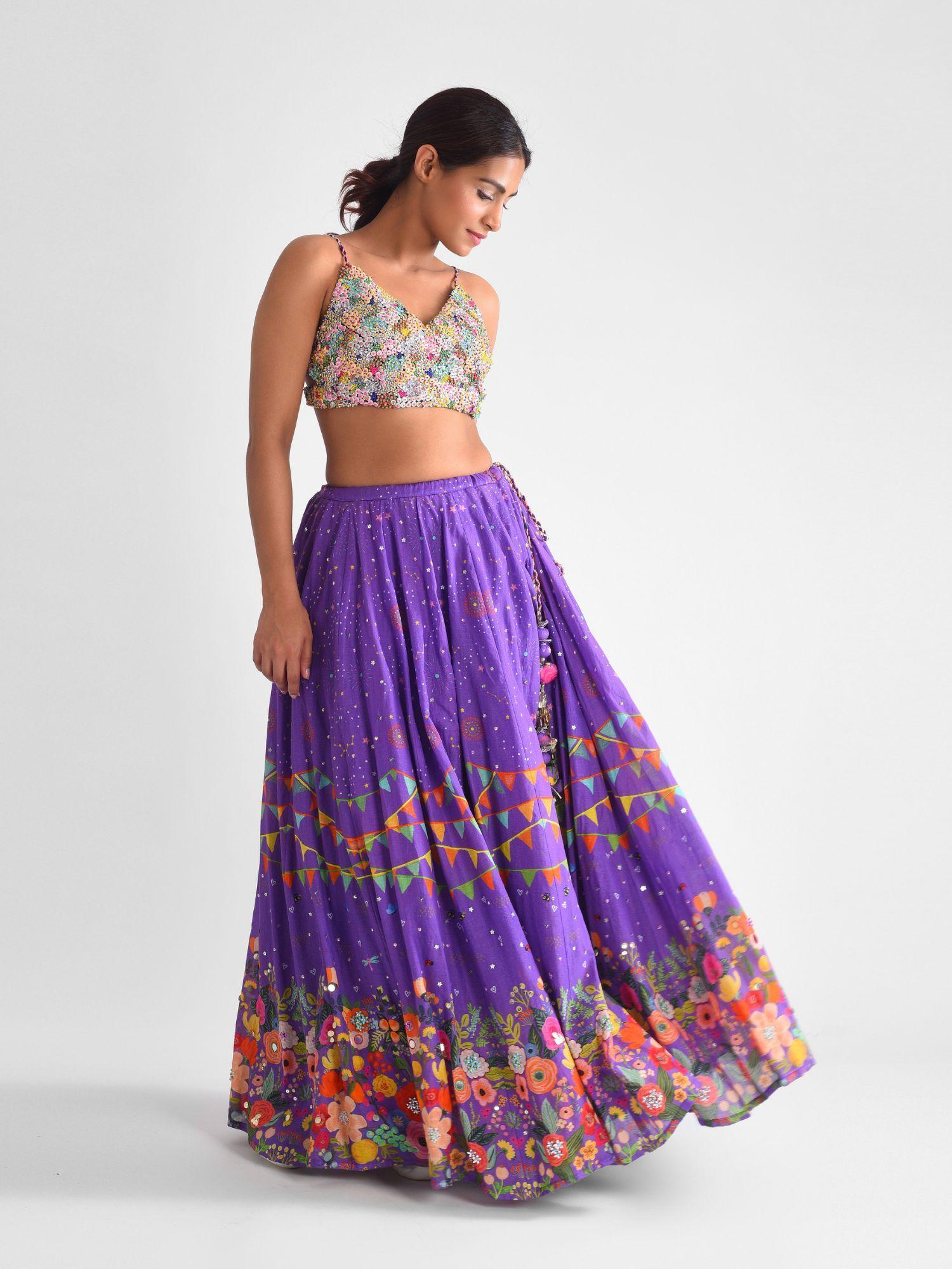 purple carnival lehenga (set of 2)