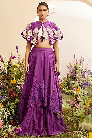 purple chanderi lehenga