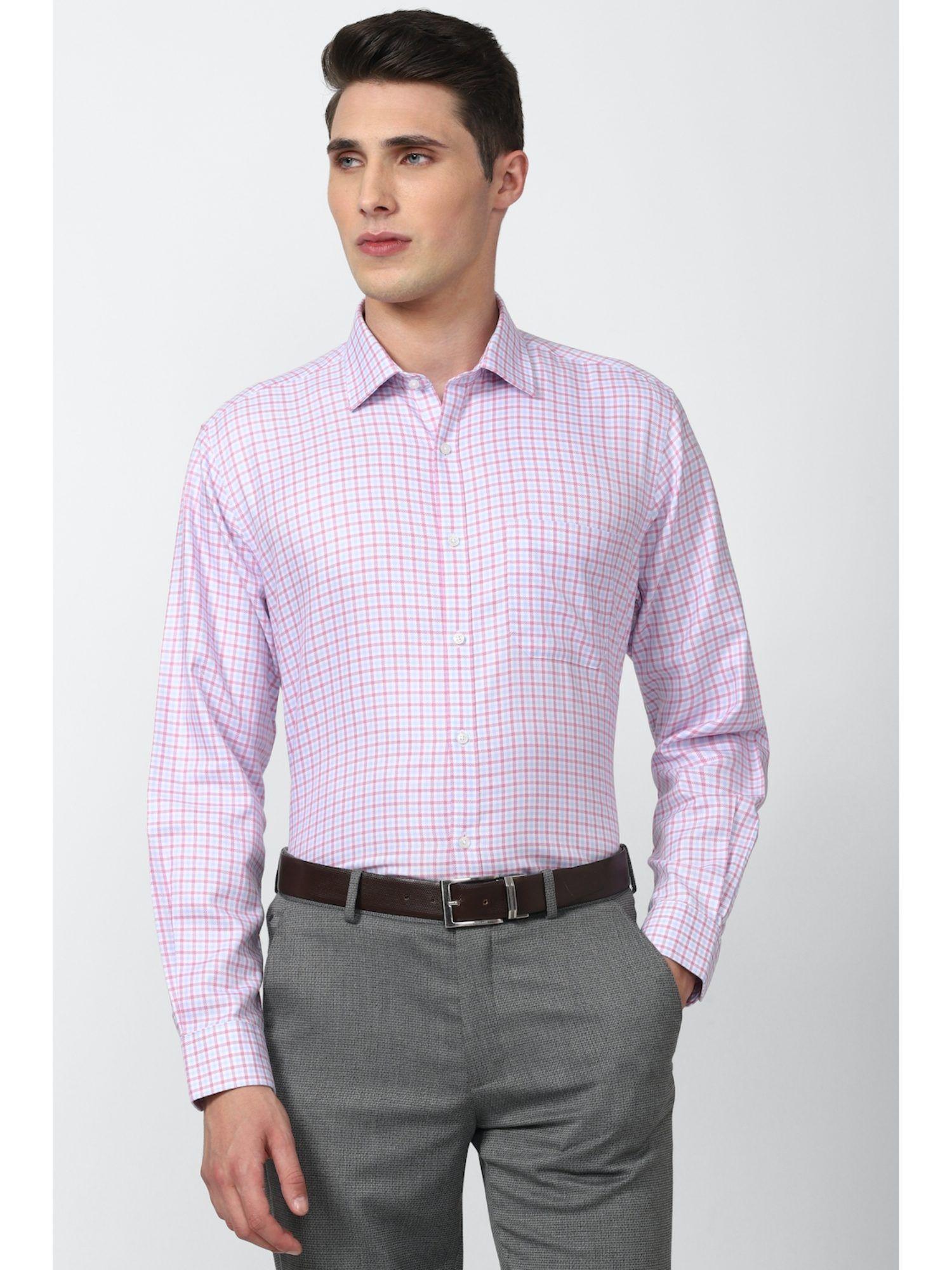 purple check formal shirt