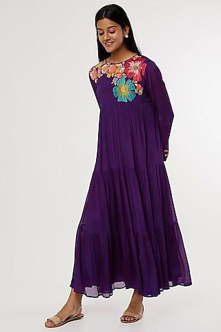 purple chiffon crepe dress