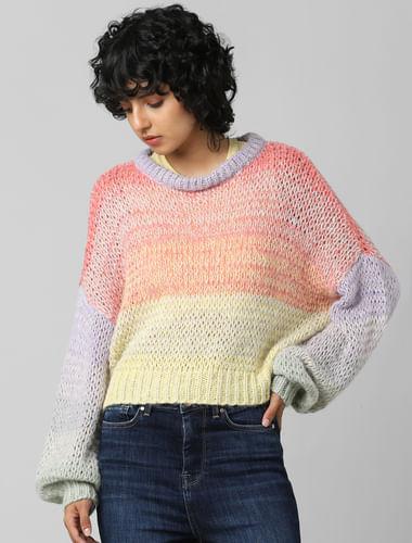 purple colourblocked pullover