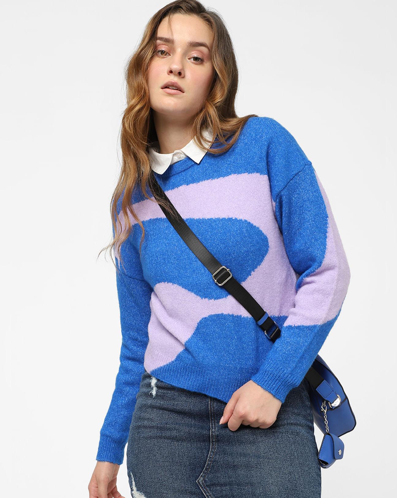 purple colourblocked pullover