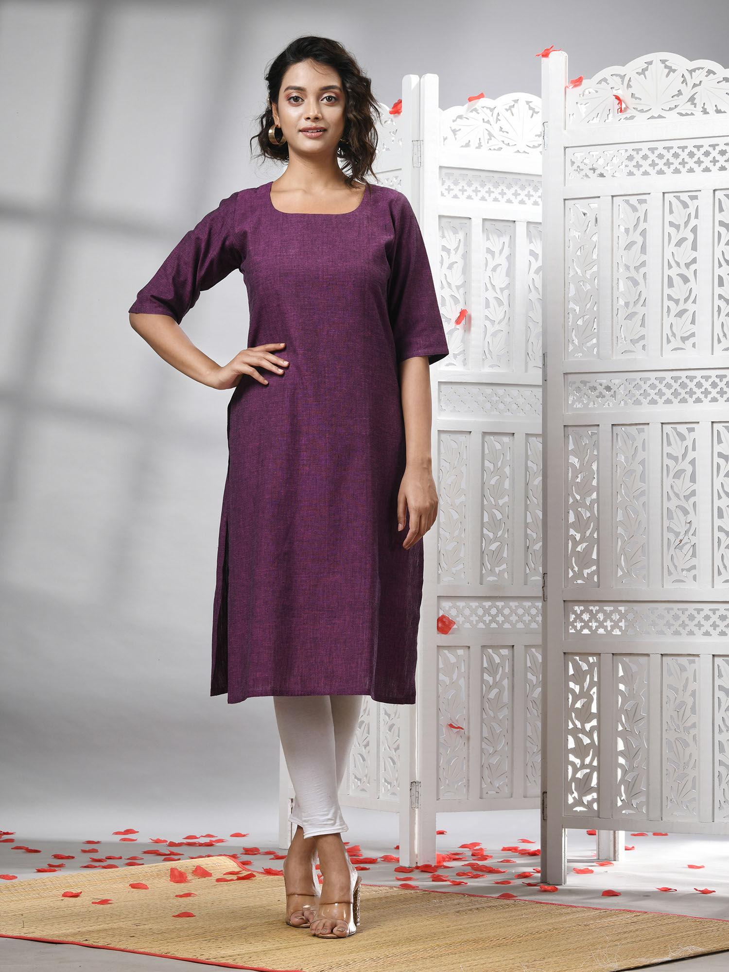 purple cotton handwoven kurti