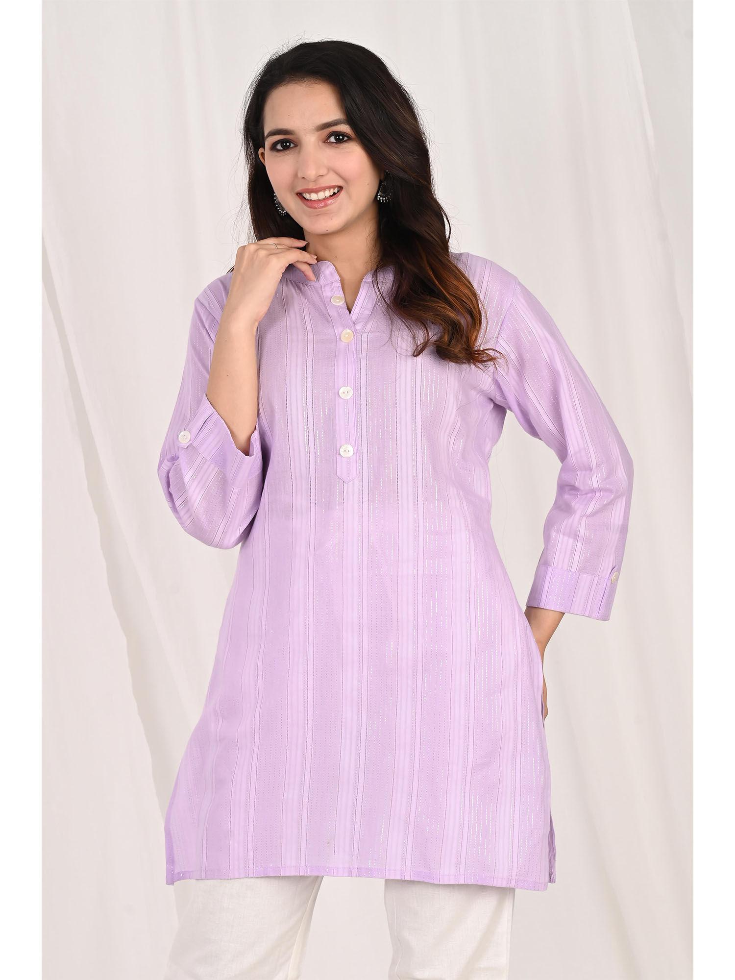 purple cotton lurex stripped kurti