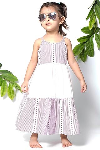 purple cotton printed dress for girls