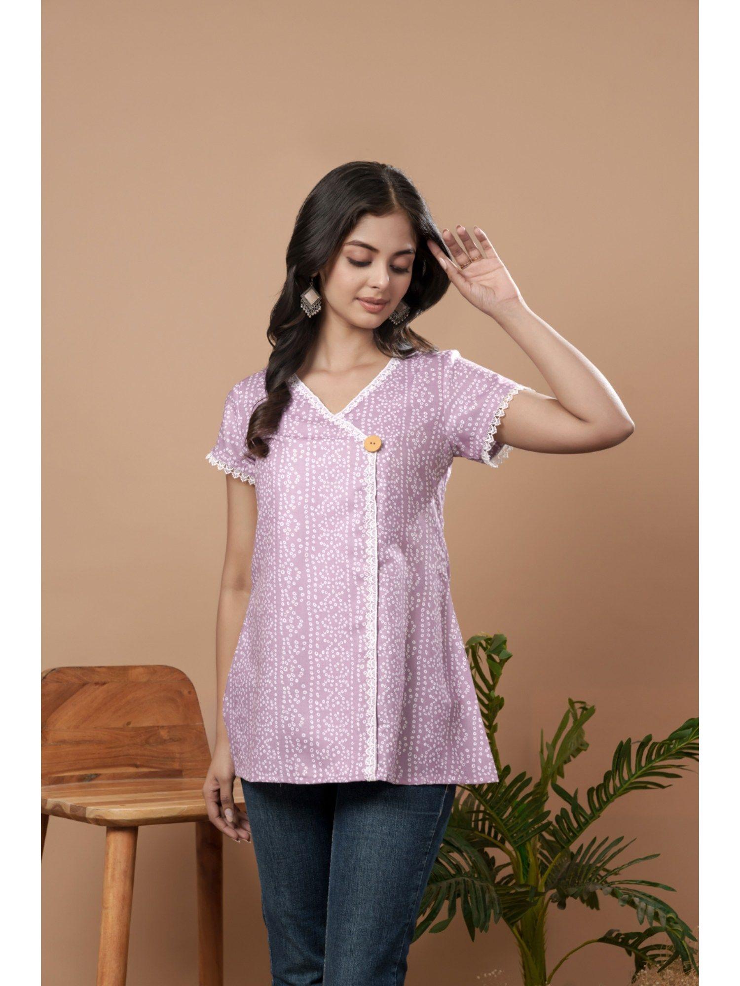 purple cotton printed tunic