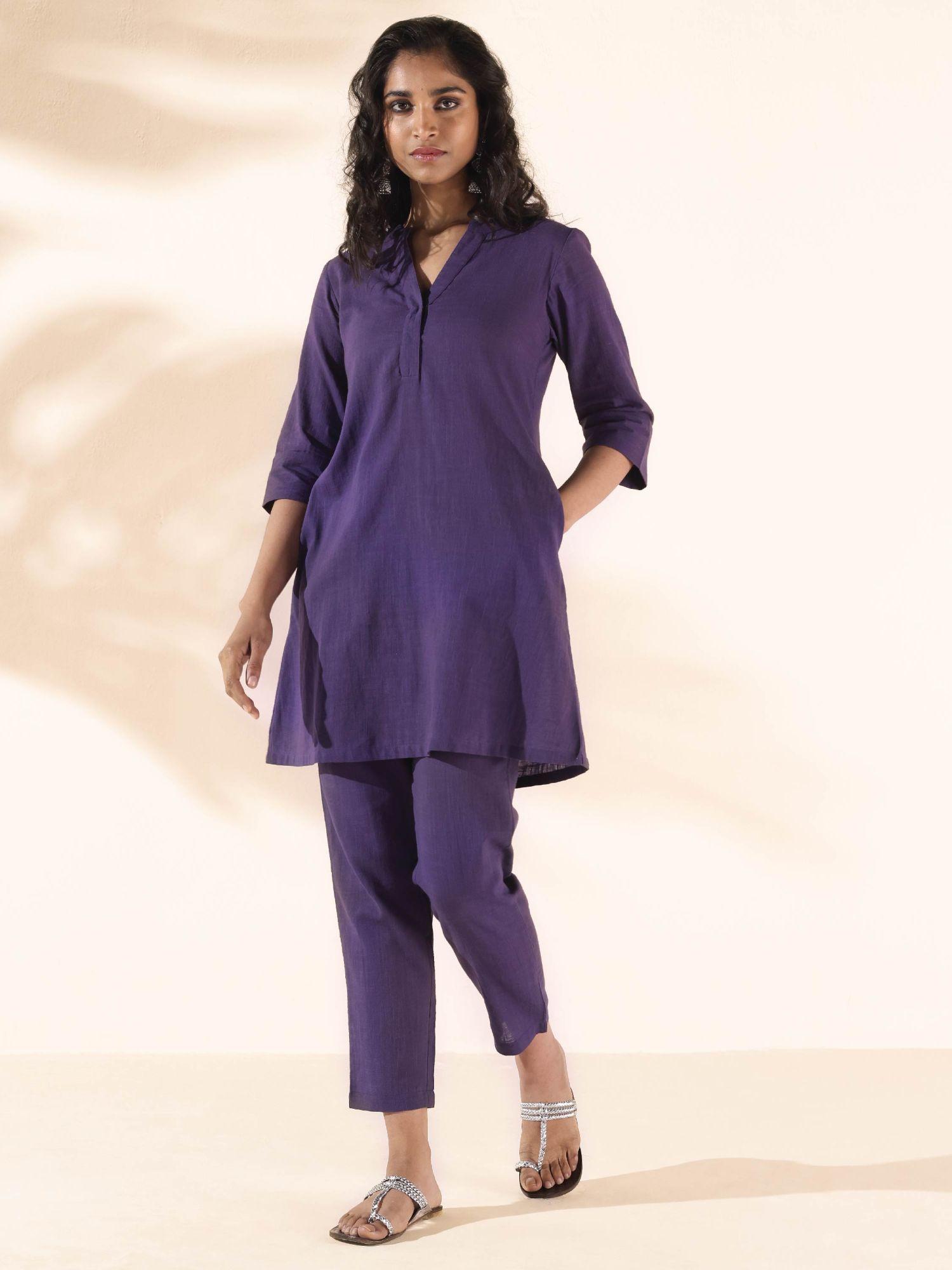 purple cotton relaxed co-ord (set of 2)
