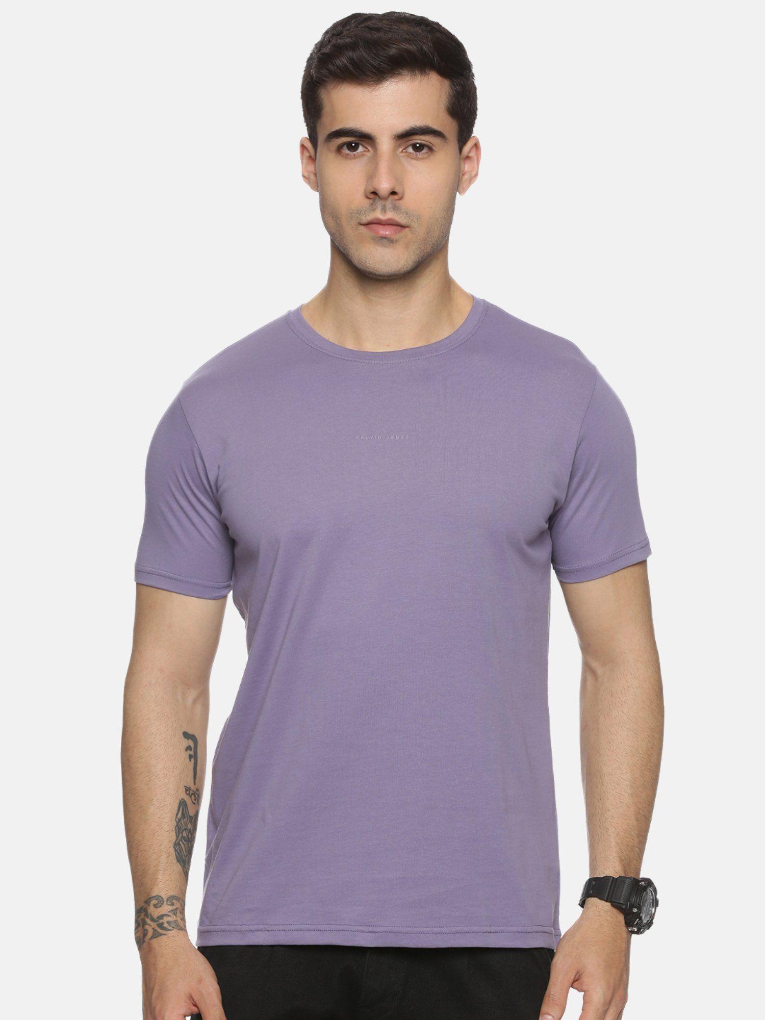 purple cotton round neck t-shirt