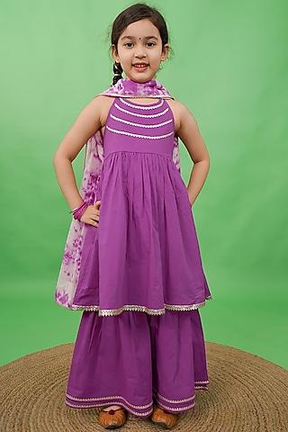 purple cotton sharara set for girls
