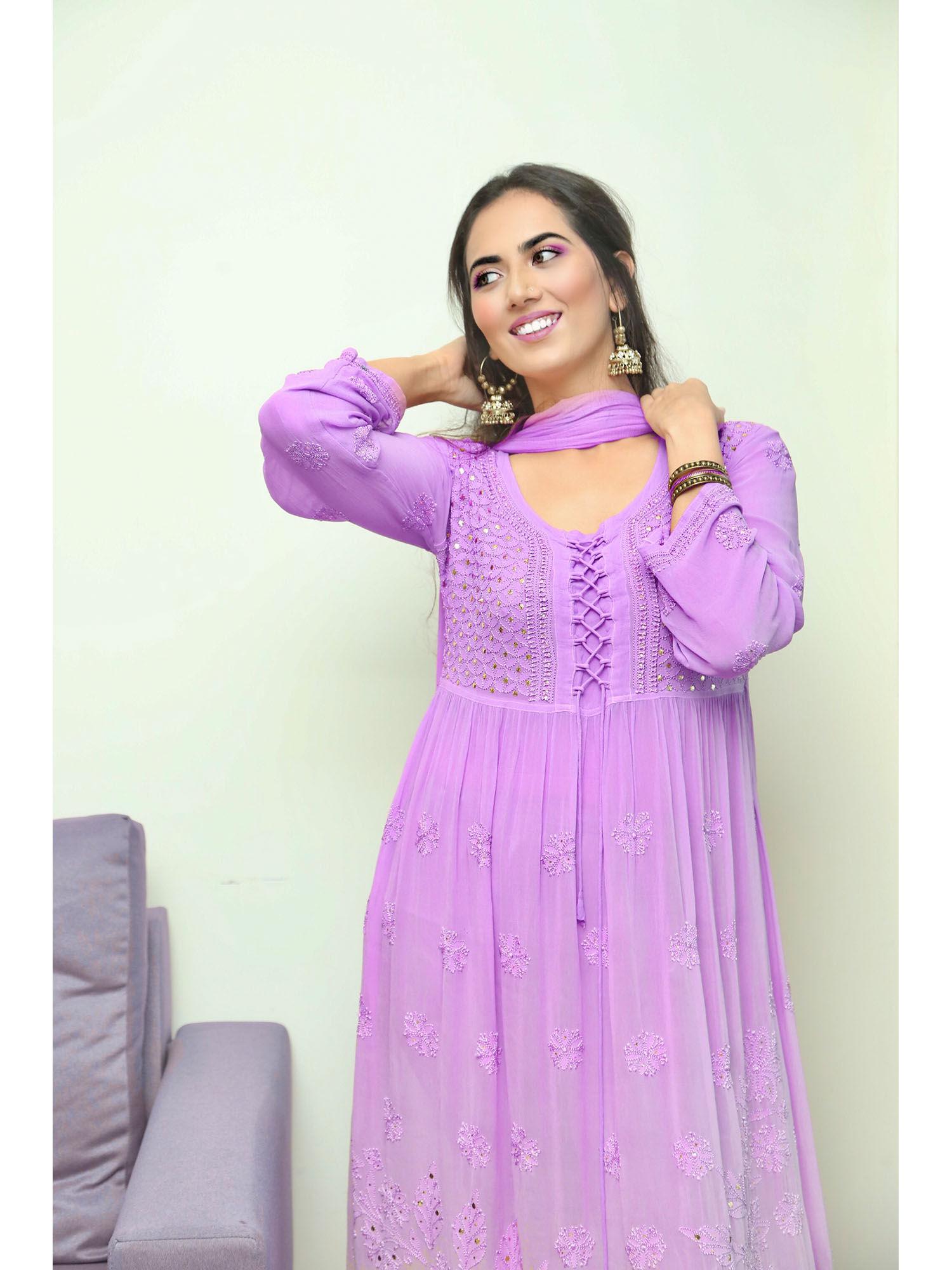 purple crush chikankari kurta