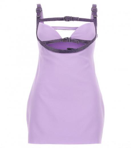 purple crystal cut out dress