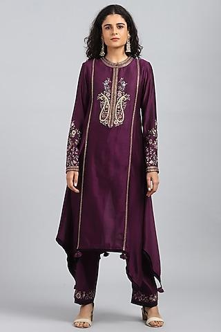 purple digital printed kurta set