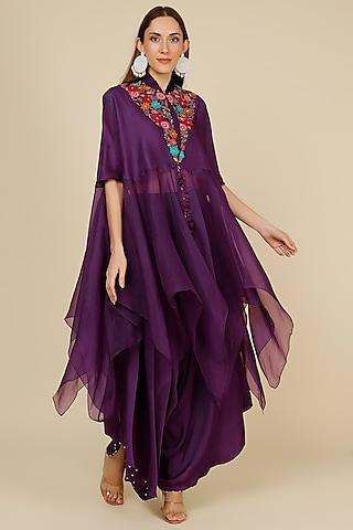 purple dupion cape set