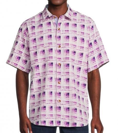 purple echo beach tile check shirt
