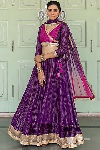 purple embellished lehenga set