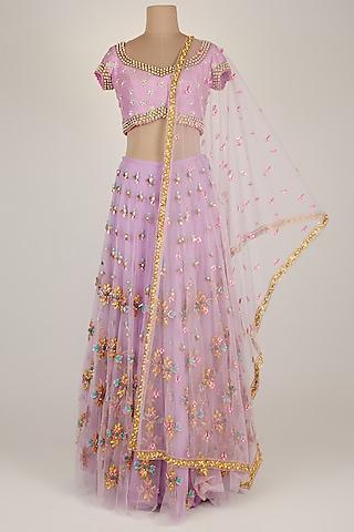 purple embellished lehenga set