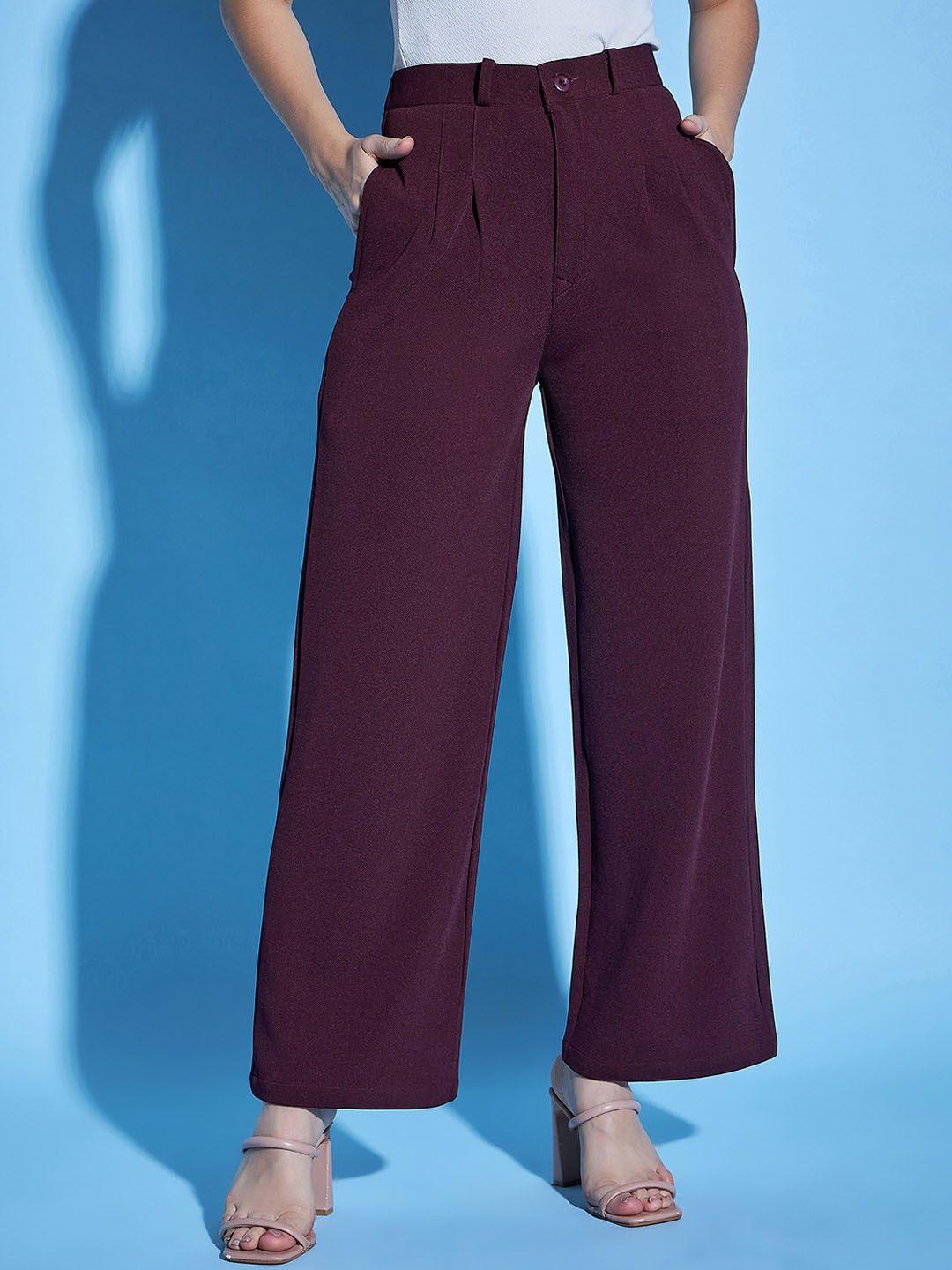 purple feather women smart flared high-rise trousers