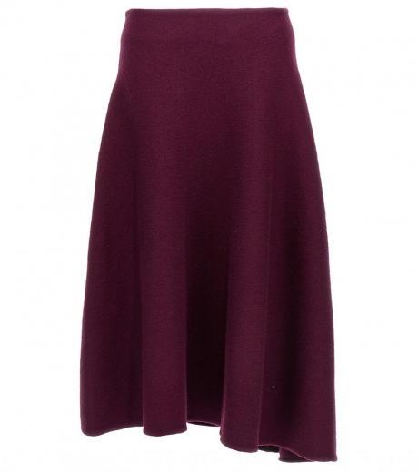 purple flared wool skirt