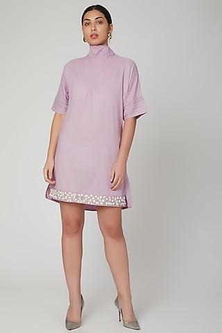 purple floral embroidered tunic