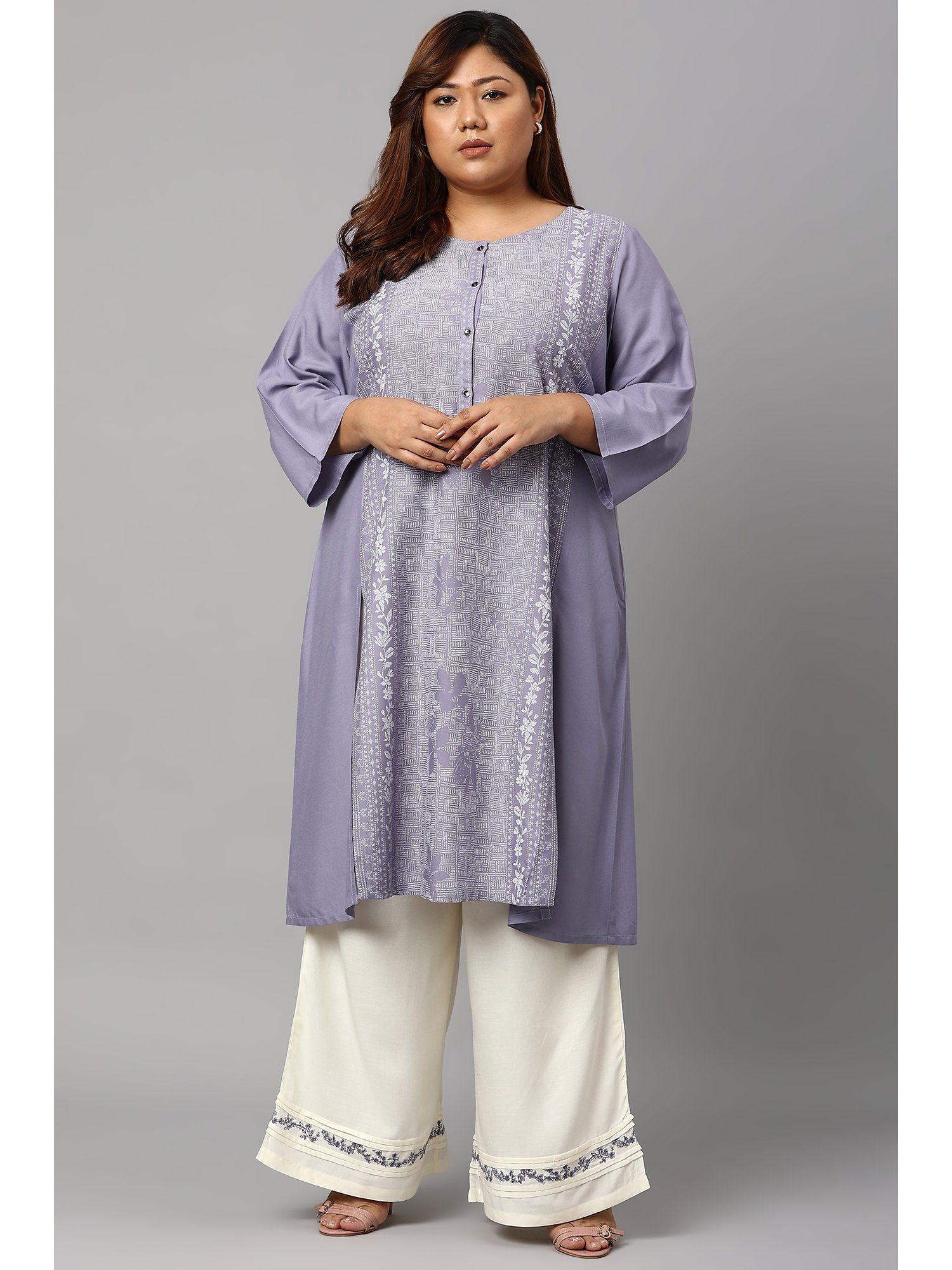 purple floral print kurta