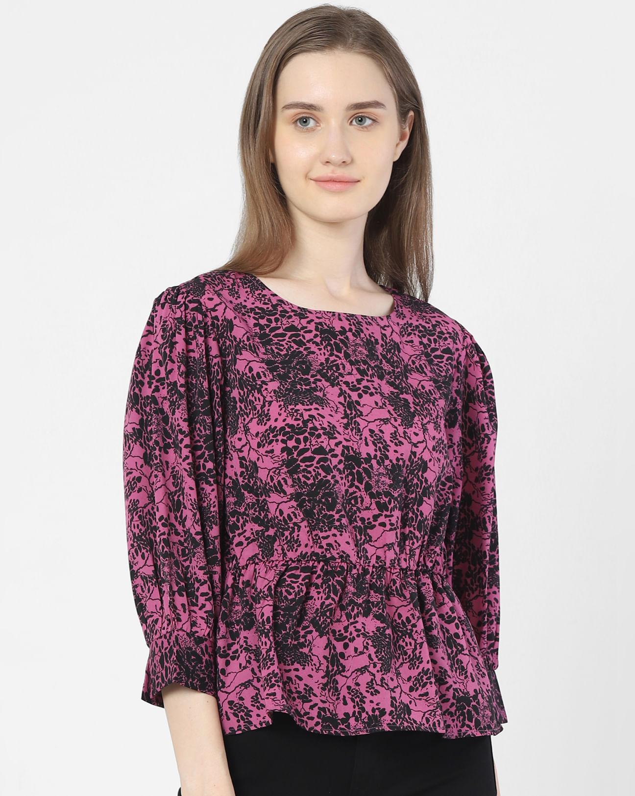 purple floral print top