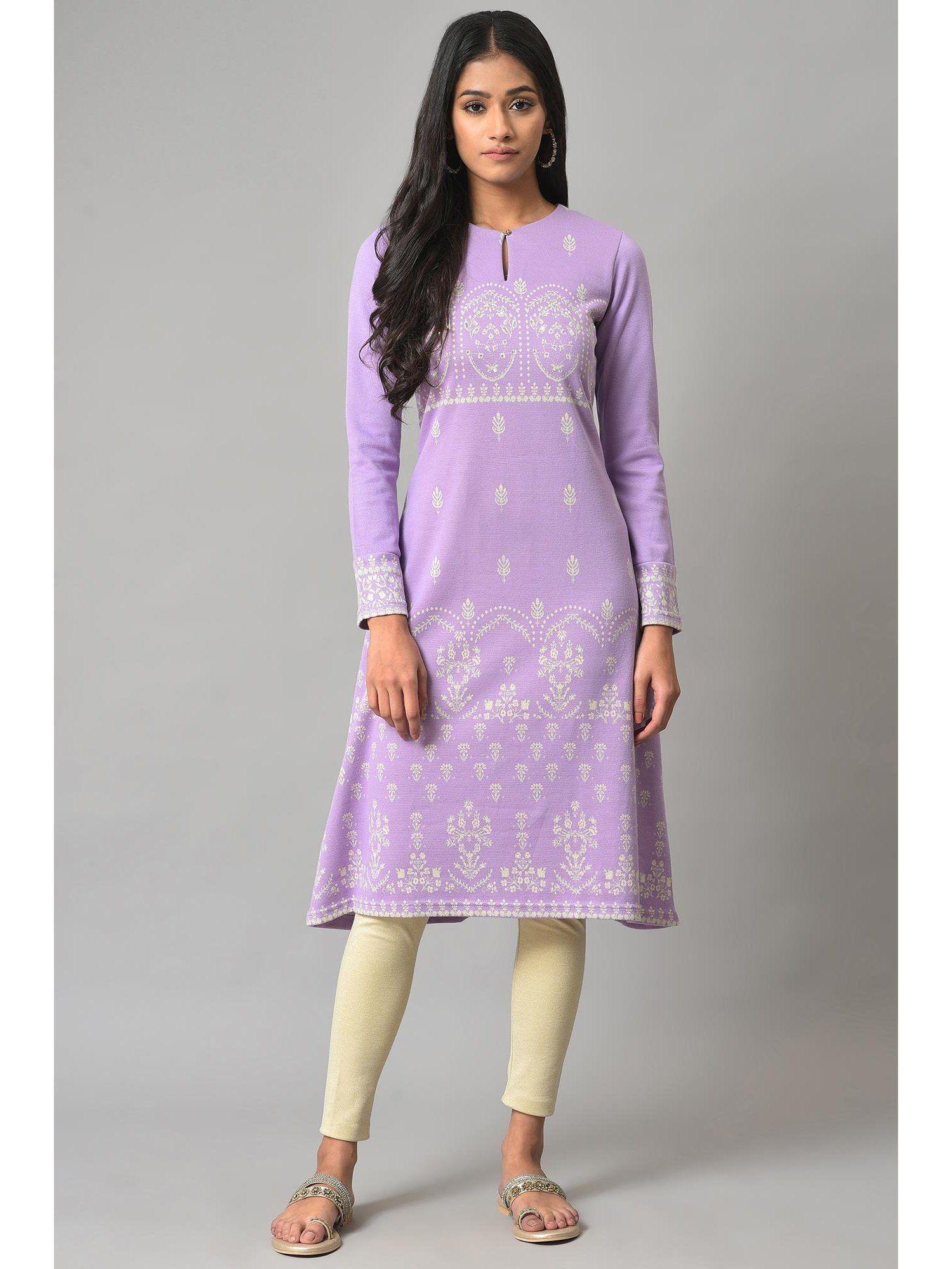 purple floral winter kurta