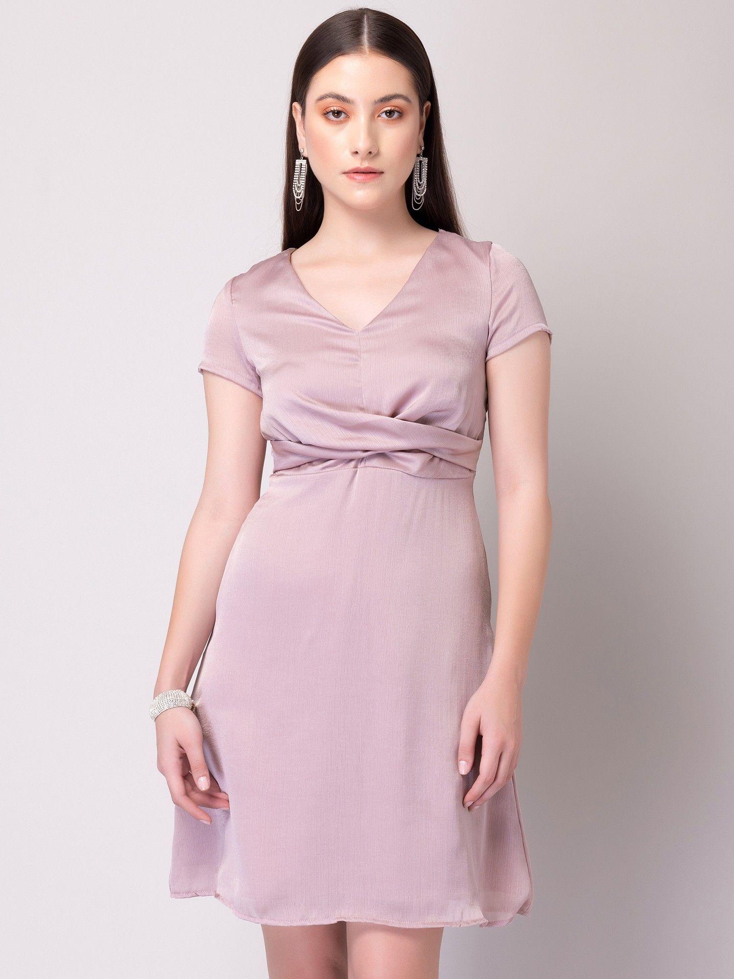 purple front drape flared sleeve mini dress