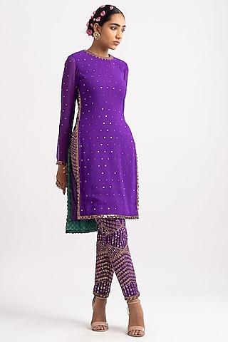 purple georgette kurta set